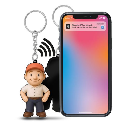 PORTE-CLÉS PVC SOUPLE 3D AVEC PUCE NFC - 3