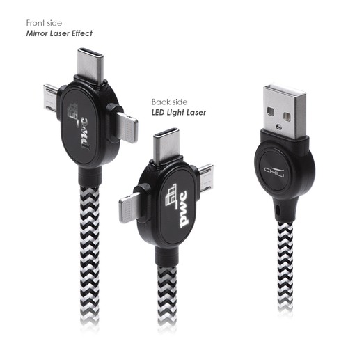 CABLE LED 3EN1 TRANFERT ET CHARGE ** - 4