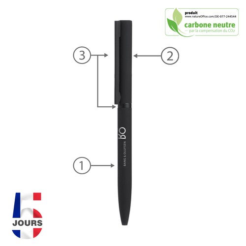 Stylo bille Sari twist métal noir STOCK FRAN - 2