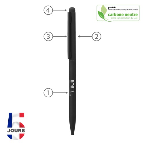 stylet THIN métal stylo bille noir STOCK FR - 2