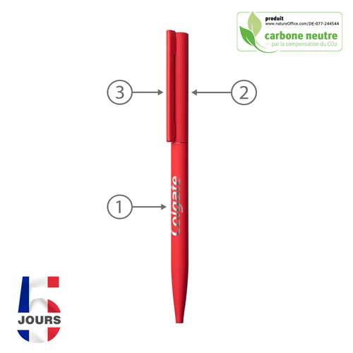 Stylo bille Sari THIN ROUGE MAT - 2