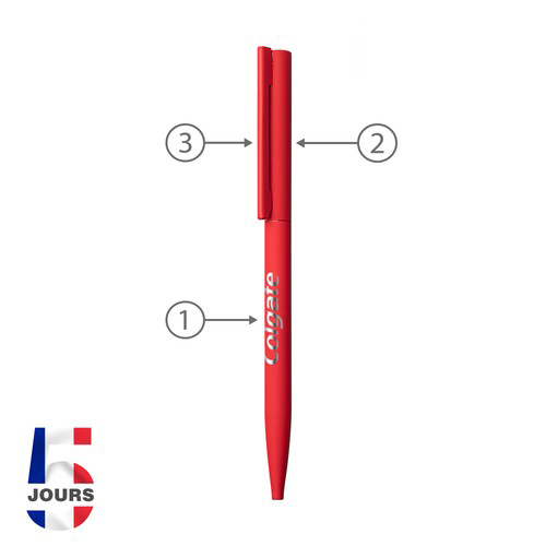 Stylo bille Sari THIN ROUGE MAT - 2