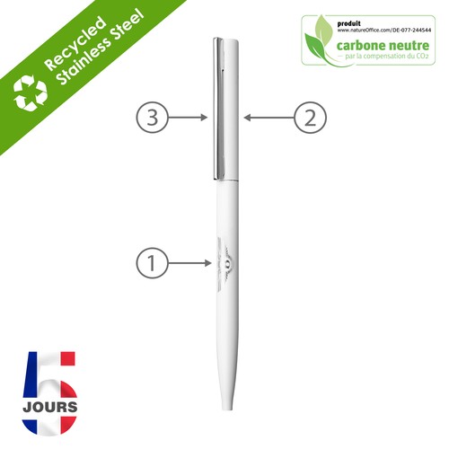 Stylo bille Sari THIN Blanc Mat - 2