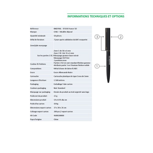 stylo bille métal twist bleu rubber STOCK FR - 4