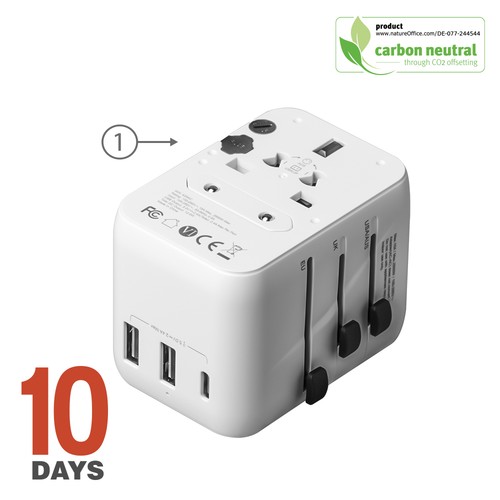 GlobePlug, adaptateur de voyage universel, 12 W ST - 2