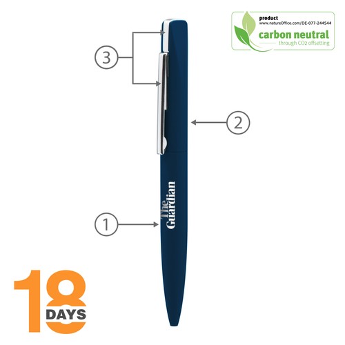 Stylo à bille twist fin en métal STOCK BLEU Rubber - 2