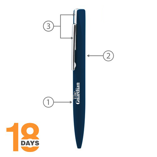 Stylo à bille twist fin en métal STOCK BLEU Rubber - 2