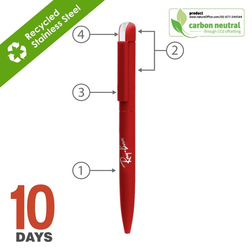 Folk, stylo à bille métal twist STOCK Rubber ROUGE - 2