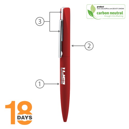 Stylo à bille twist fin en métal STOCK ROUGE rubber - 2