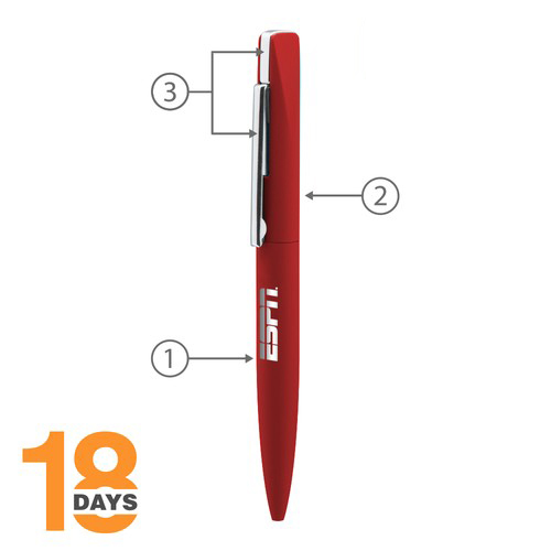 Stylo à bille twist fin en métal STOCK ROUGE rubber - 2