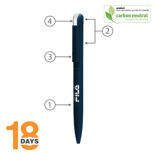 Folk, stylo à bille métal twist STOCK Rubber BLEU - 2