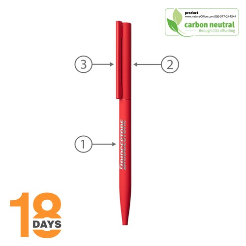 Sari, stylo twist fin en métal, rubber rouge - 2