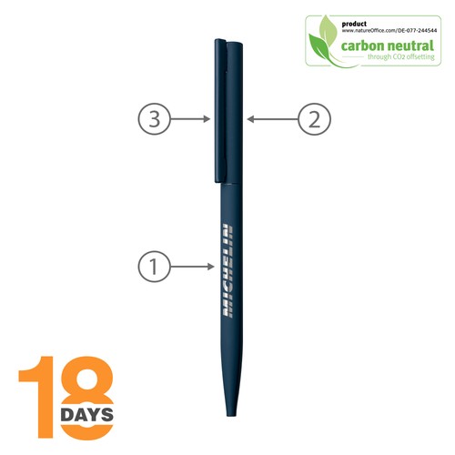 Sari, stylo twist fin en métal, rubber bleu, STOCK - 2