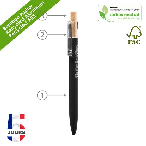 AAARR Stylo bille Alu Recylé rubber Noir FR - 2