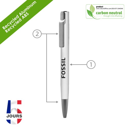 AIIE Stylo bille Alu Recylé Blanc mat FR - 2
