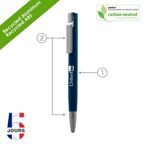 AIIE Stylo bille Alu Recylé rubber Bleu FR - 2