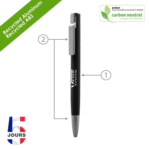 AIIE Stylo bille Alu Recylé rubber noir FR - 2