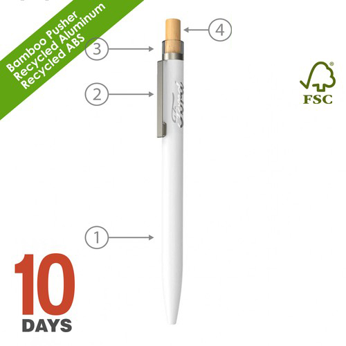 BAAM Stylo à bille en aluminium recyclé Blanc mat - 2