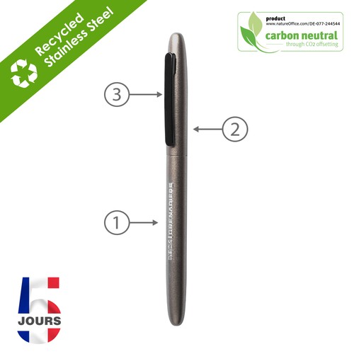 Stylo à bille métal twist RETRO Argent stock FR - 2