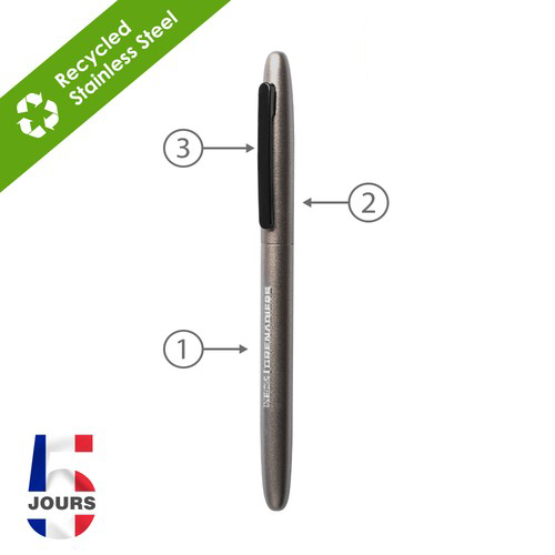Stylo à bille métal twist RETRO Argent stock FR - 2