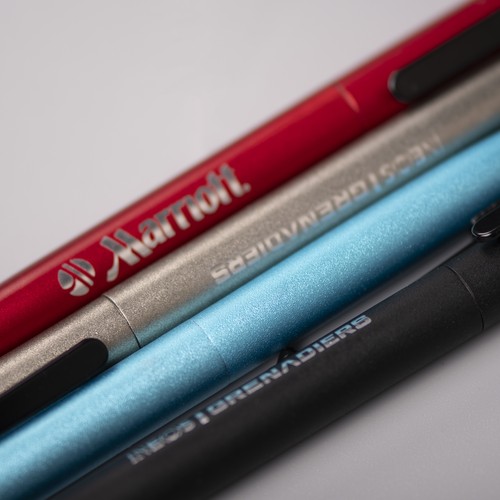 Stylo à bille métal twist RETRO Noir stock FR - 4