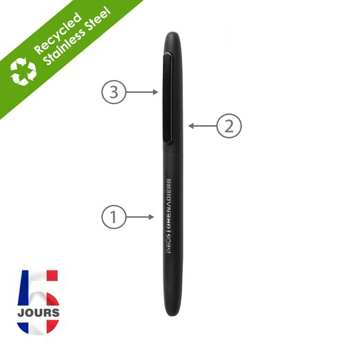 Stylo à bille métal twist RETRO Noir stock FR - 2