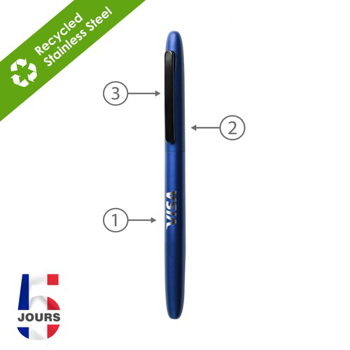 Stylo bille métal twist RETRO Navy stock FR - 2