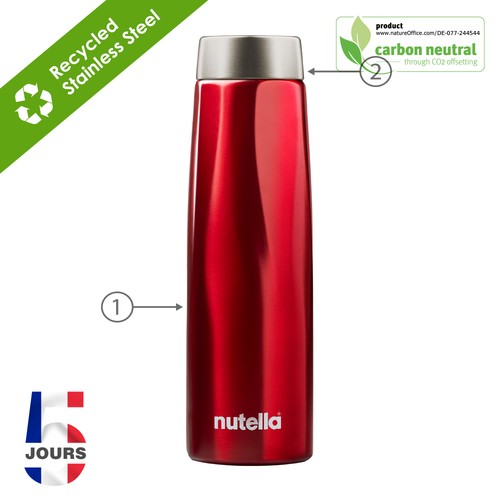 Gourde 500ml Rouge Métallisé FRA - 2