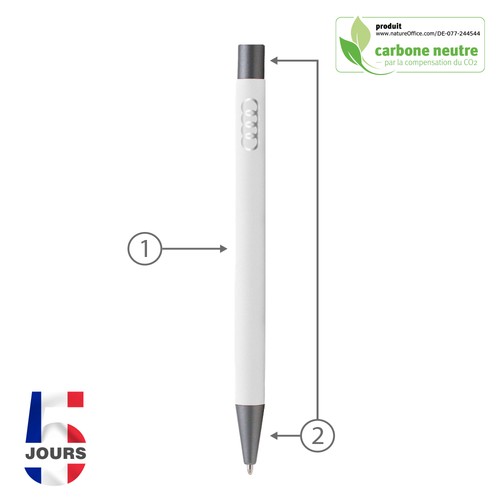 NoClip, stylo bille poussoir blanc STOCK FR - 2