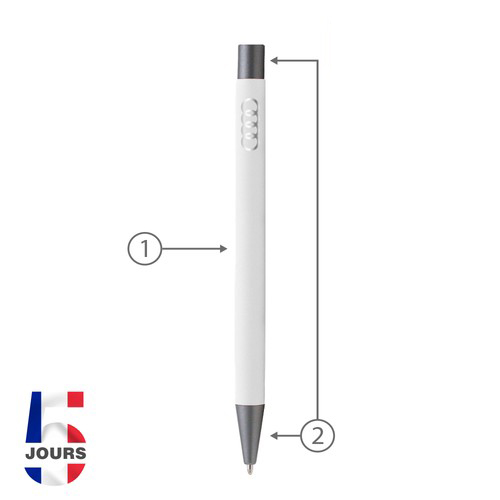 NoClip, stylo bille poussoir blanc STOCK FR - 2