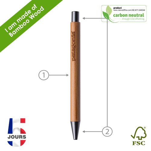 NoClip Bamboo, stylo bille en bambou STOCK FRA - 2