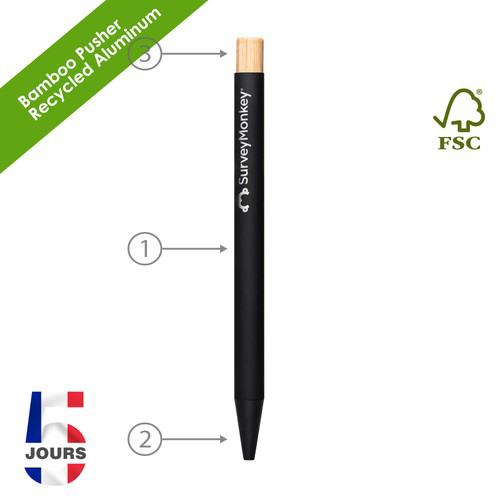 NoClip Aluminium &amp; Stylo Bambou Noir FR - 2