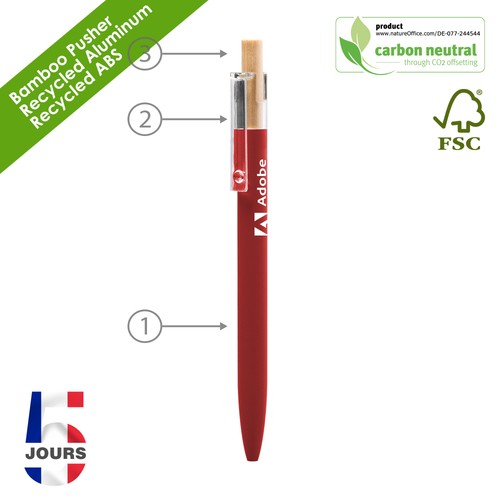 AAARR Stylo bille Alu Recylé rubber Rouge FR - 2
