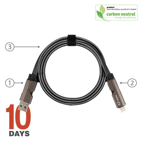 Câble universel 4 en 1 , RPET, 60 W STOCK - 2