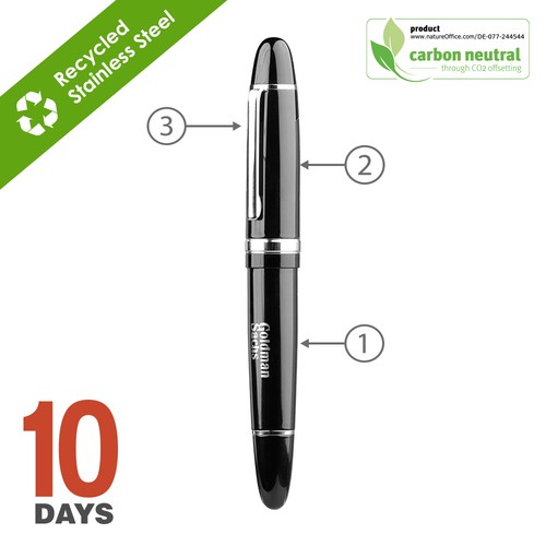 BIG PEN, Stylo à bille en acier inoxydable recyclé noir - 2