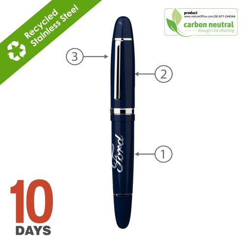 BIG PEN, Stylo à bille en acier inoxydable recyclé Bleu - 2