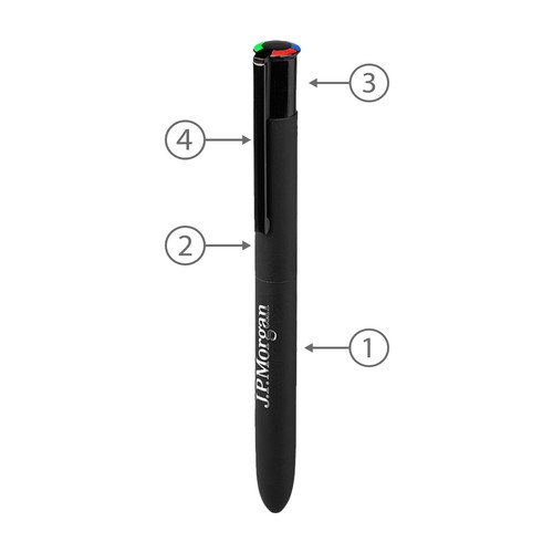 Stylo à bille 4 couleurs noir STOCK - 2