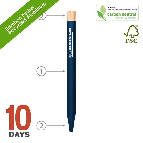 NoClip Stylo alu recyclé poussoir bambou ST - 2