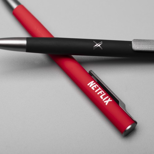 Stylo à bille en aluminium recyclé AIIE avec porte-bille en caoutchouc rouge - 3