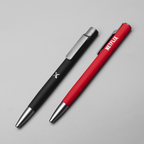 Stylo à bille en aluminium recyclé AIIE avec caoutchouc bleu - 5