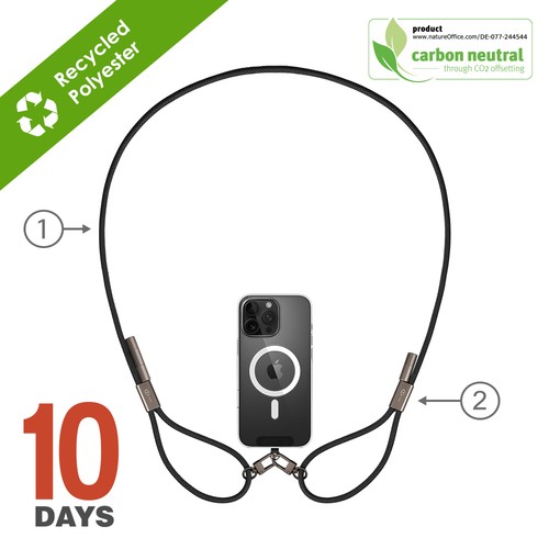 Câble de charge et dragonne pour téléphone , RPET, 60 W STO - 2