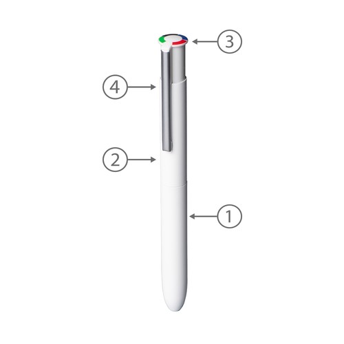Stylo à bille 4 couleurs blanc STOCK - 2