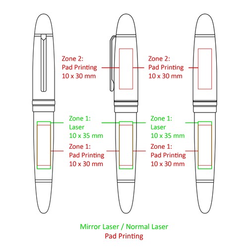 BIG PEN, Stylo à bille en acier inoxydable recyclé Bleu - 3