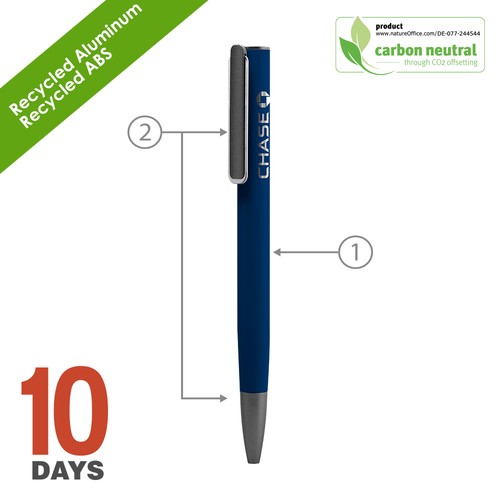 URRGH Stylo à bille en aluminium recyclé avec caoutchouc bleu - 2