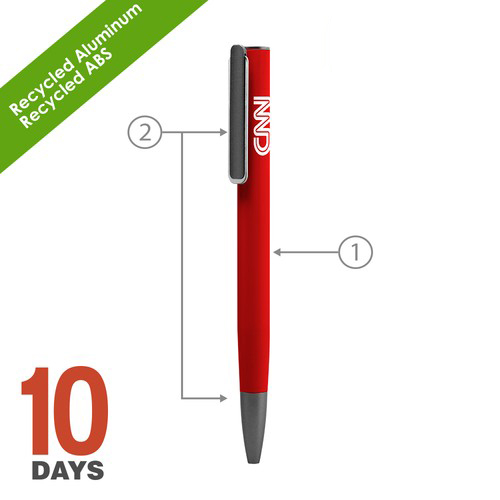 URRGH Stylo à bille en aluminium recyclé avec caoutchouc rouge - 2