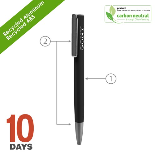 URRGH Stylo à bille en aluminium recyclé avec étui en rubber noir - 2