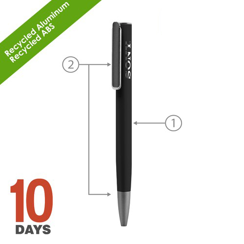 URRGH Stylo à bille en aluminium recyclé avec étui en rubber noir - 2