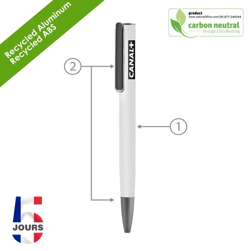 URRGH Stylo bille Alu Recylé Blanc Mat FR - 2