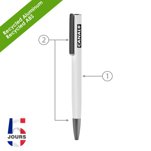 URRGH Stylo bille Alu Recylé Blanc Mat FR - 2
