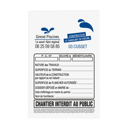 PANNEAU CHANTIER 80X120 CM 3MM - 2